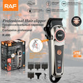 Electric Cordless Hair Clipper for Men RAF R.490– Gold Beard Trimmer with T Blade, Adjustable Length & LED Display