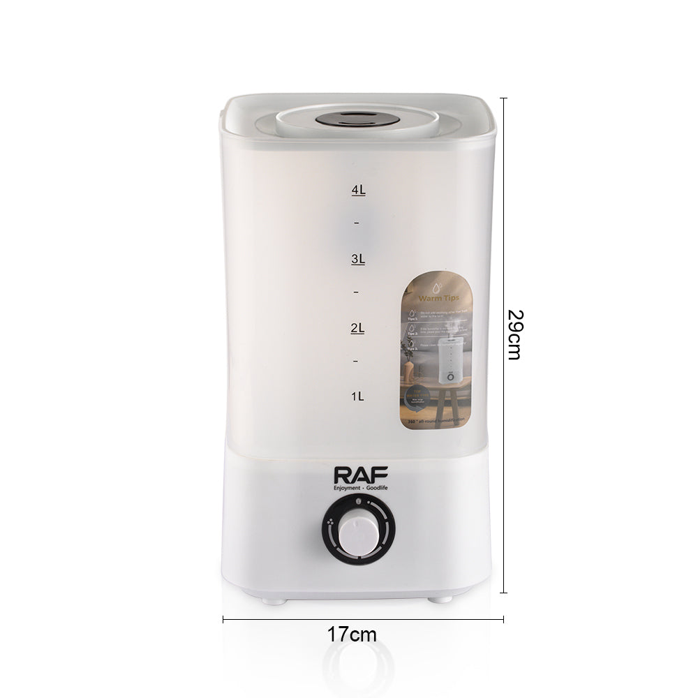 4L Ultrasonic Air Humidifier RAF R.12000  – Quiet Bedroom Cool Mist Diffuser with Auto Shut-Off