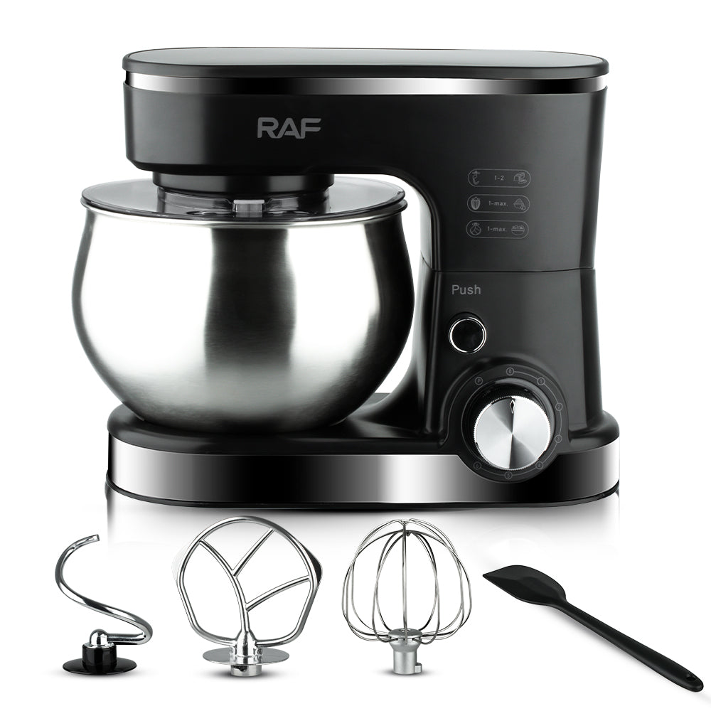Professional Stand Mixer RAF R.6675 3-in-1 – 1400W High-Performance 5L Dough Kneading Machine (6-Speed LED, Meat Grinder & Blender System)
