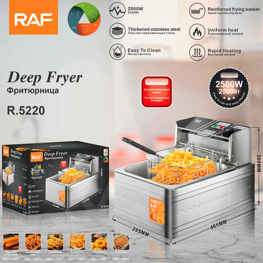 RAF 6L Commercial-Grade Electric Deep Fryer (R.5220) – 2500W High-Power Stainless Steel Frying Machine