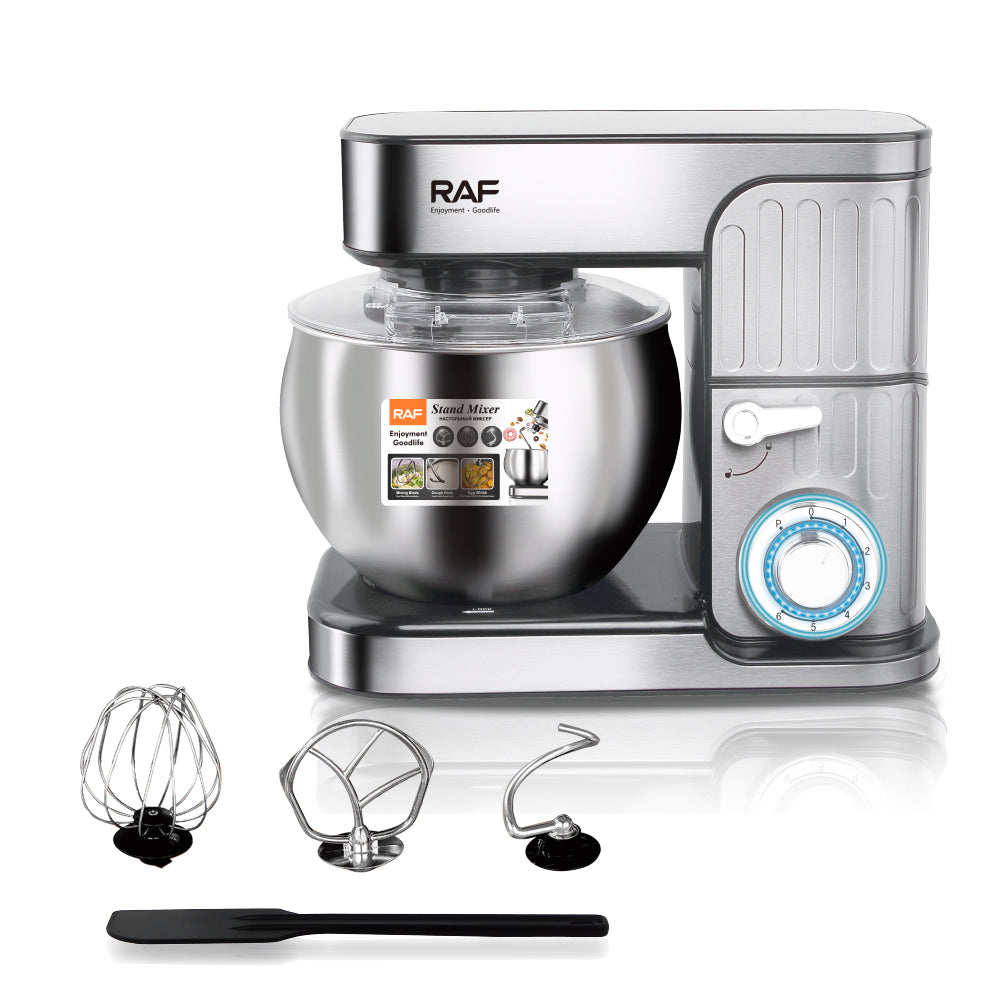 6L Stainless Steel Stand Mixer RAF R.6610 – 1300W Large Capacity Dough Mixer with LED Speed Control & All-Alloy Attachments