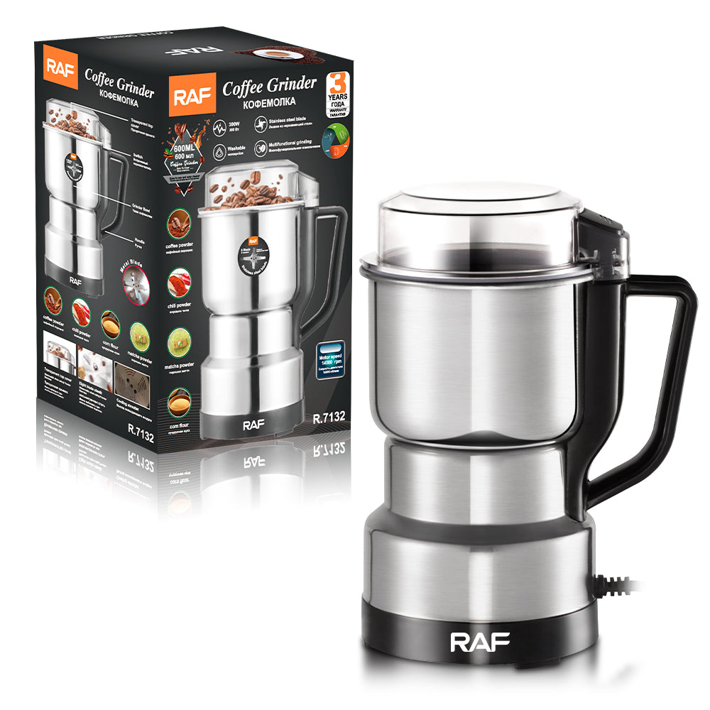 Portable Mini Coffee Grinder RAF R.7132– 6 Blade High-Speed Electric Grinder for Beans & Spices
