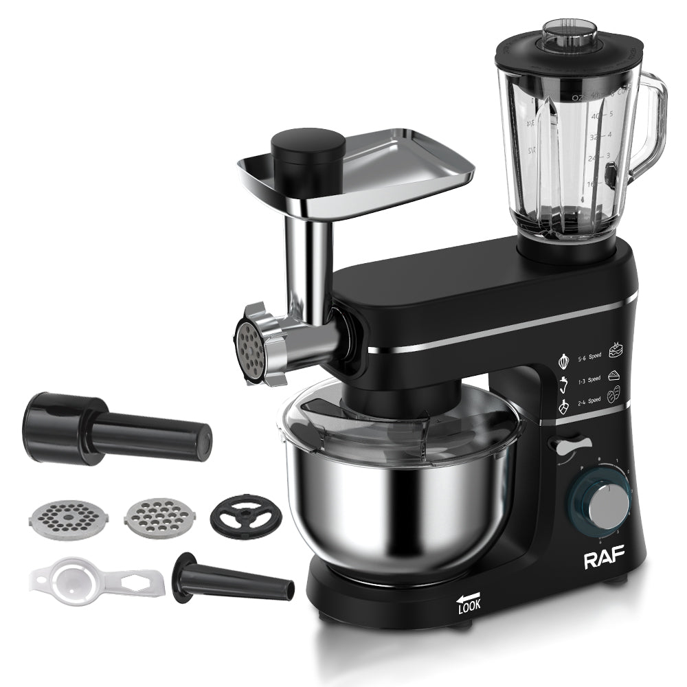 RAF R.6676 5-in-1 Professional Chef Machine – 1400W All-in-One Stand Mixer, Blender, Meat Grinder & Juicer (Large 6.8L_10L Bowl with Handle)