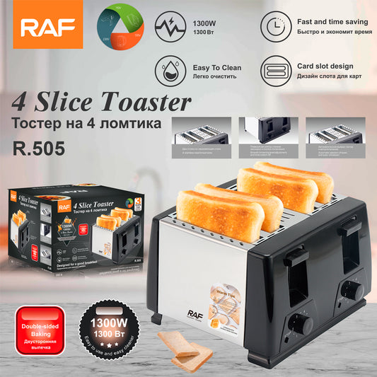RAF 4 Slice Bread Toaster with Reheat & Defrost Function – R.505
