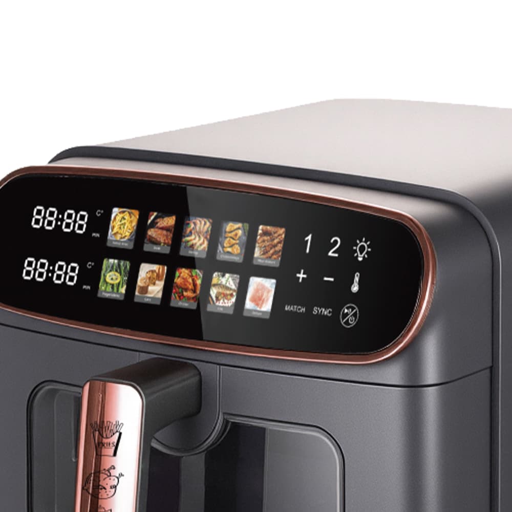 RAF 12L Double Stack Dual Drawer Air Fryer (R.5383) – 2800W High-Power Digital Touch Cooker – 6L+6L Baskets