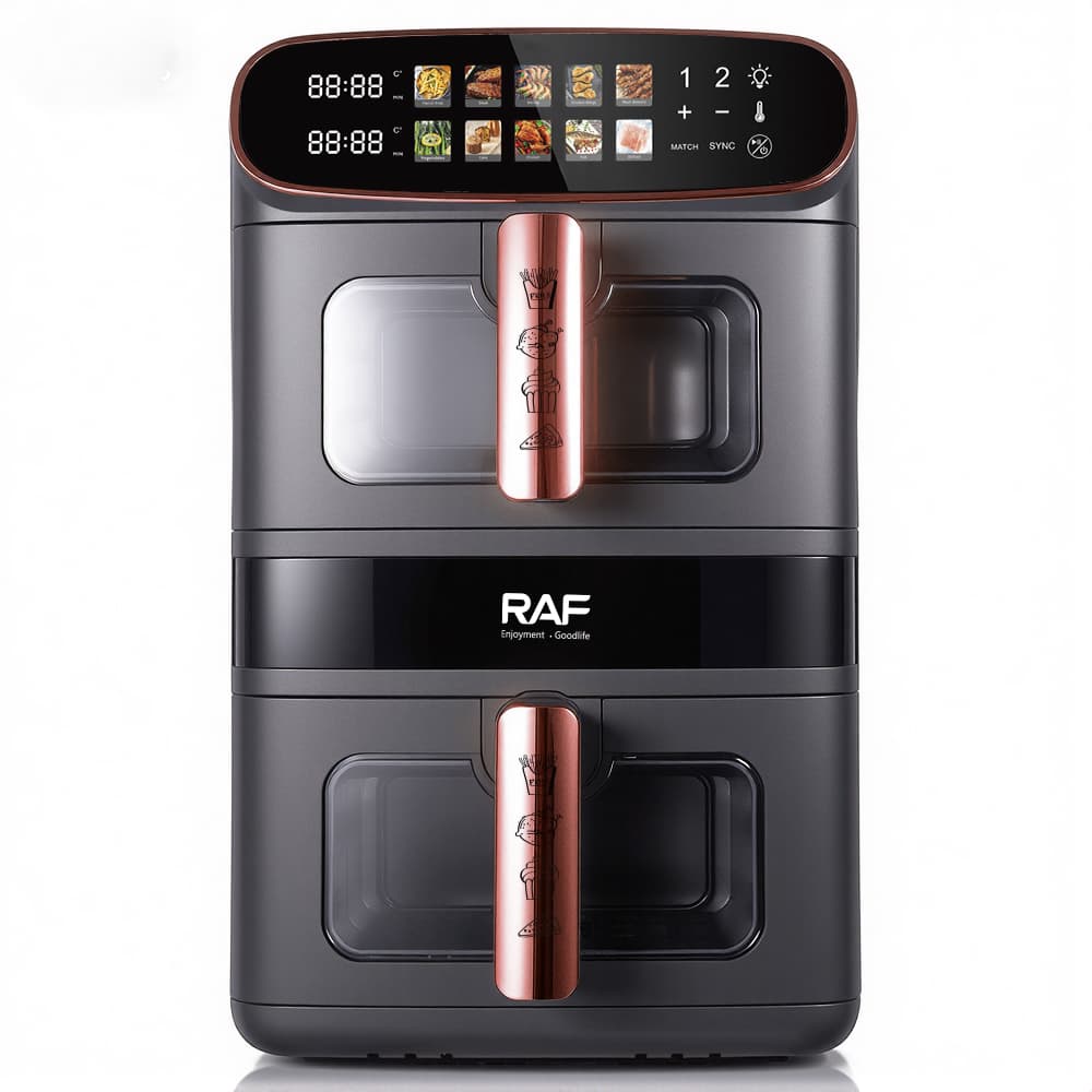 RAF 12L Double Stack Dual Drawer Air Fryer (R.5383) – 2800W High-Power Digital Touch Cooker – 6L+6L Baskets