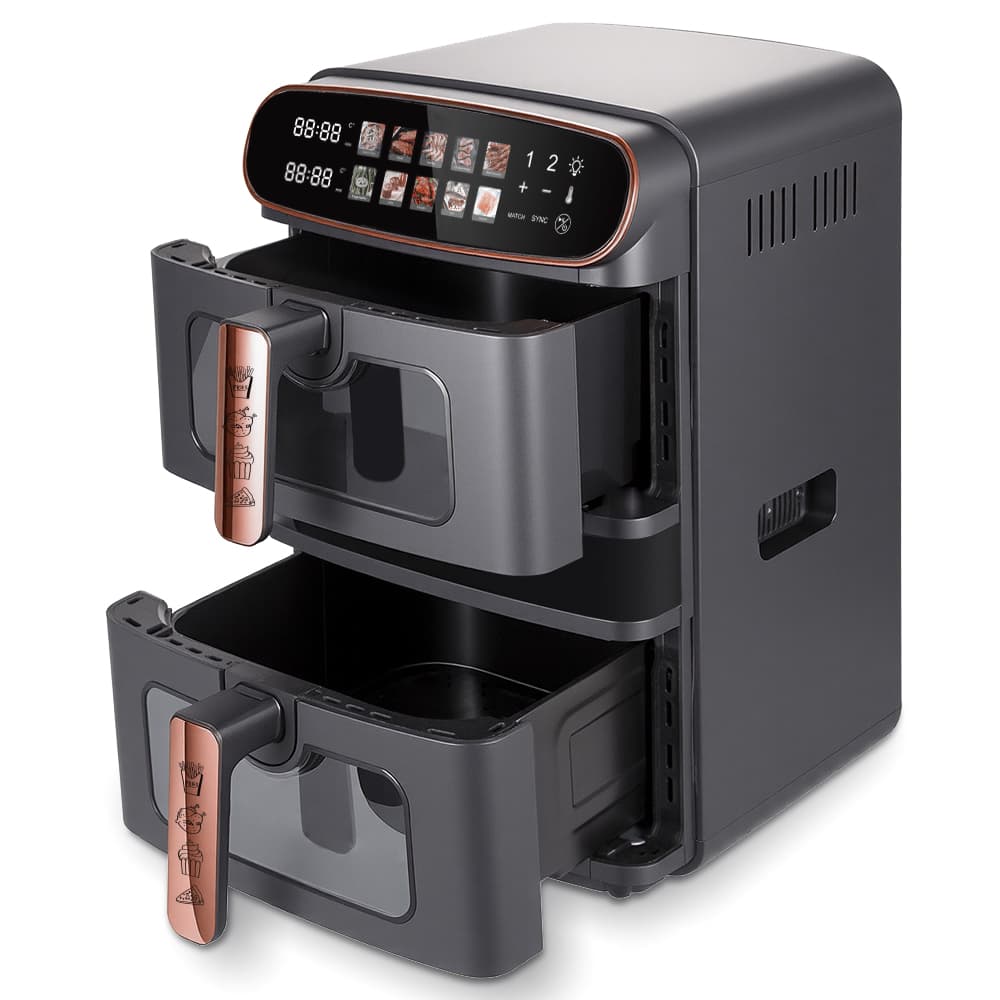 RAF 12L Double Stack Dual Drawer Air Fryer (R.5383) – 2800W High-Power Digital Touch Cooker – 6L+6L Baskets