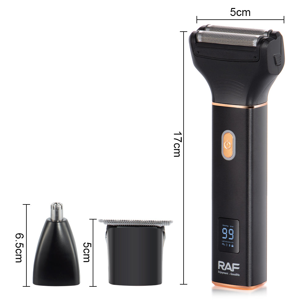 Multi-Purpose Rechargeable Hair & Body Trimmer RAF R.4072  – Ear, Nose, Beard Shaver for Home, Car & RV