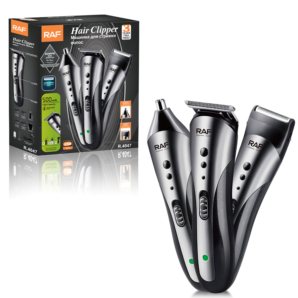 3-in-1 Men’s Grooming Trimmer RAF R.4047 – Hair, Beard &amp; Nose Trimmer with USB Rechargeable Battery