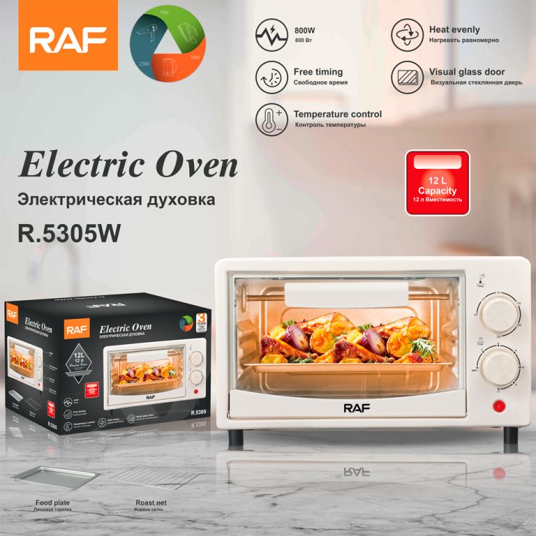 7L_12L Small Electric Oven RAF R.5305  – Toaster, Air Fryer & Baking Oven with Turbo Convection | Compact Home Oven