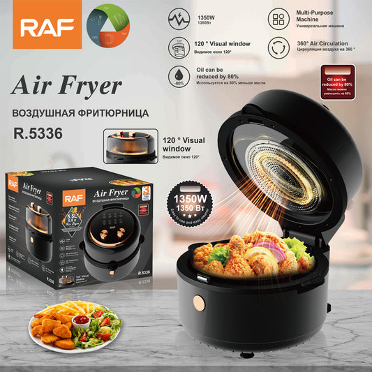 RAF 5.5L Mechanical Knob Air Fryer with Visible Window (R.5336) – 1700W Oil-Free Oven & Grill