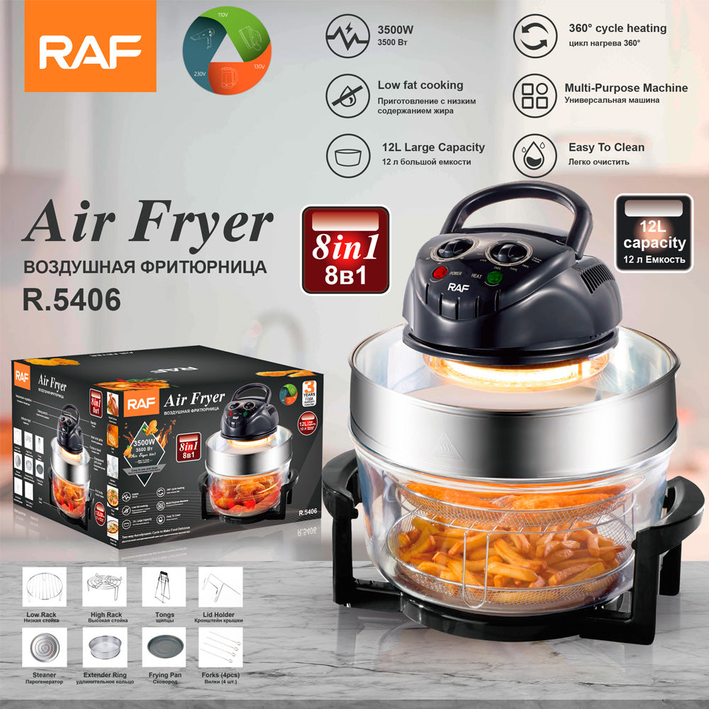 RAF 17L Halogen Convection Oven & Infrared Countertop Cooker (R.5406) – 1300W Glass Bowl Turbo Fryer