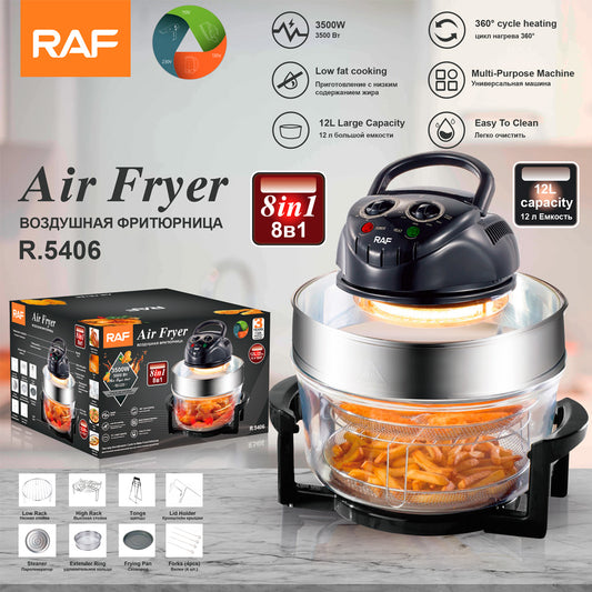 RAF 17L Halogen Convection Oven & Infrared Countertop Cooker (R.5406) – 1300W Glass Bowl Turbo Fryer