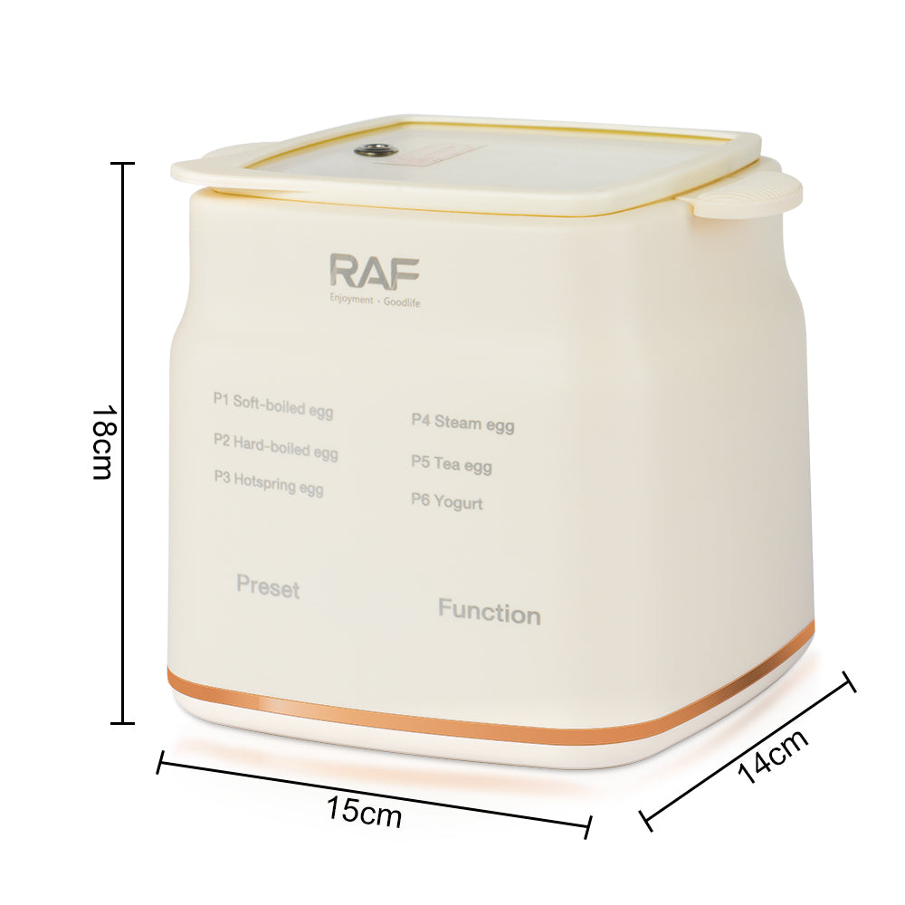 Digital Display Egg Boiler RAF R.0051  – 6 Function Electric Egg Cooker with Food-Grade PP, Auto Shut-Off & Precision Control
