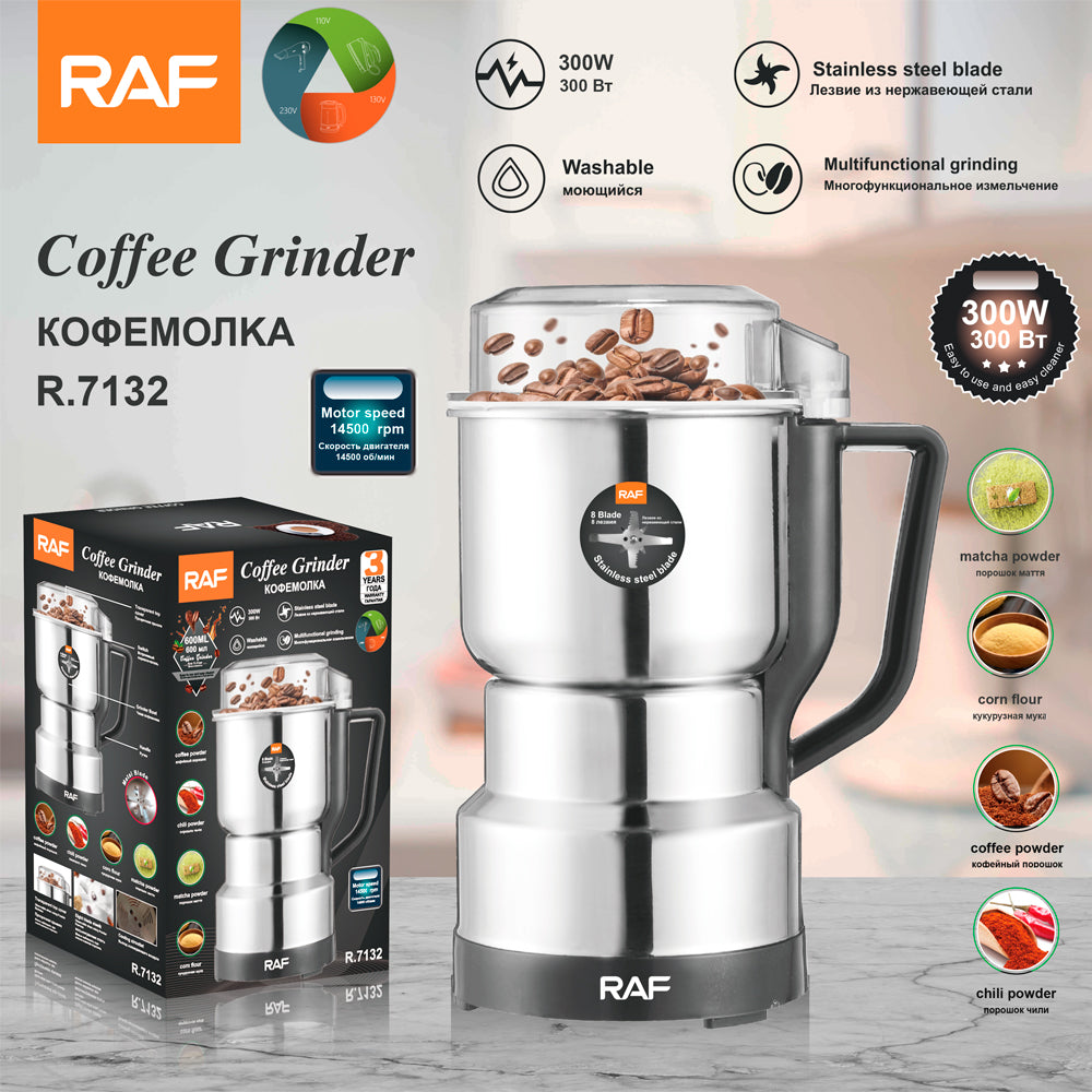 Portable Mini Coffee Grinder RAF R.7132– 6 Blade High-Speed Electric Grinder for Beans & Spices