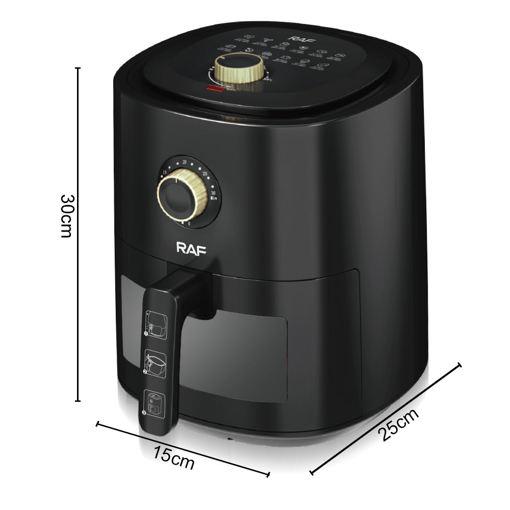 RAF 4L Compact High-Power Air Fryer (R.5332) – 1700W Mechanical Control – Durable & Oil-Free