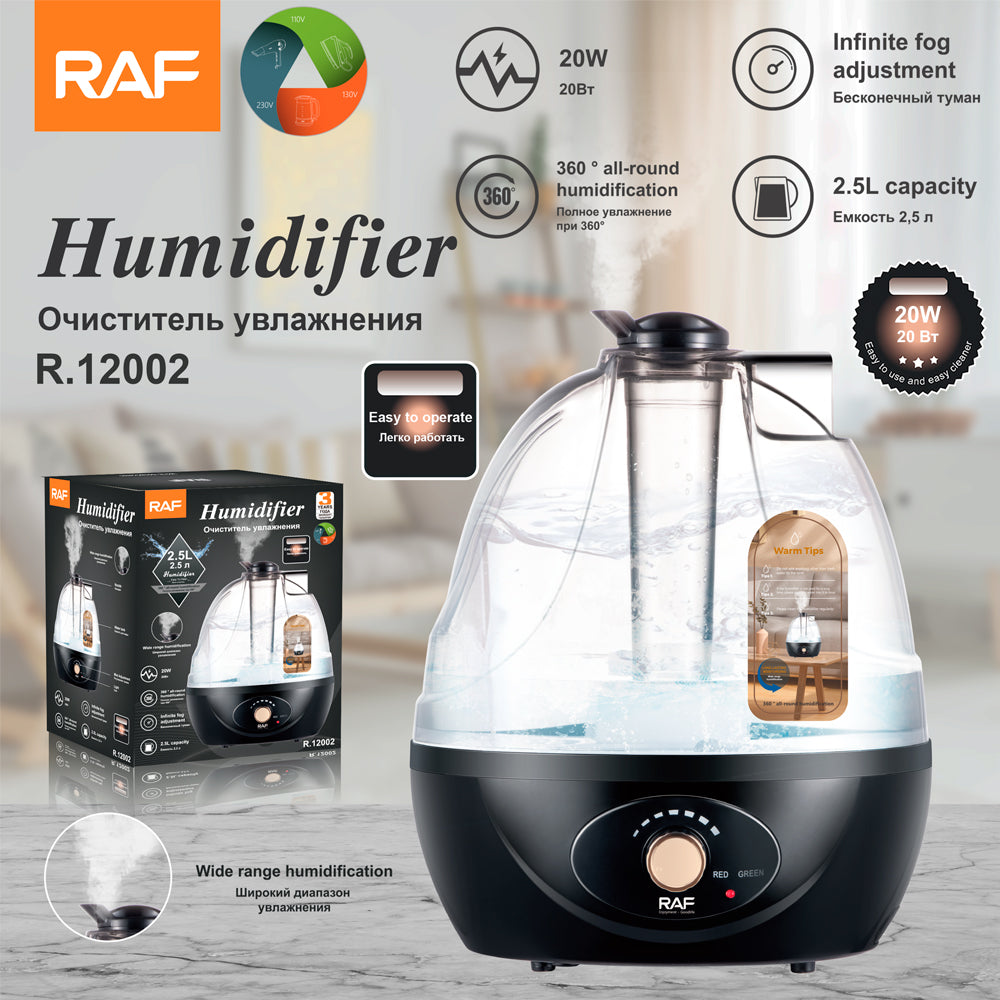 Ultrasonic Air Humidifier RAF R.12002 – Silent Cool Mist with Auto Shut-Off