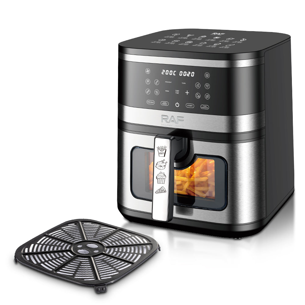 RAF 8.0L Premium Stainless Steel Digital Air Fryer (R.5386) – 1700W Large Capacity with Visible Viewing Window