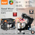 Professional Stand Mixer RAF R.6675 3-in-1 – 1400W High-Performance 5L Dough Kneading Machine (6-Speed LED, Meat Grinder & Blender System)