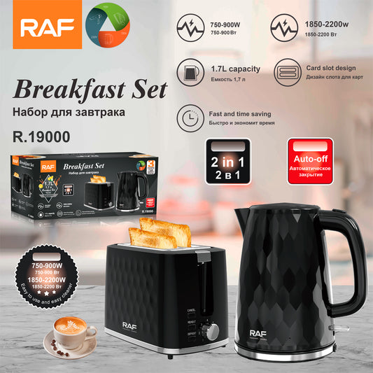 RAF 1.7L Hot Water Boiler Electric Tea Kettle & 2-Slice Toaster Combo – R.19000
