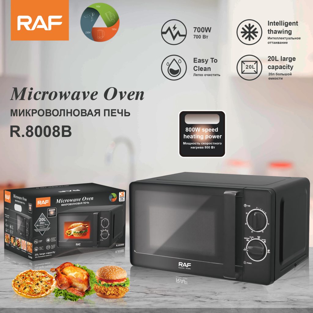 RAF 20L Small Countertop Microwave Oven with Glass Turntable – Model R.8008