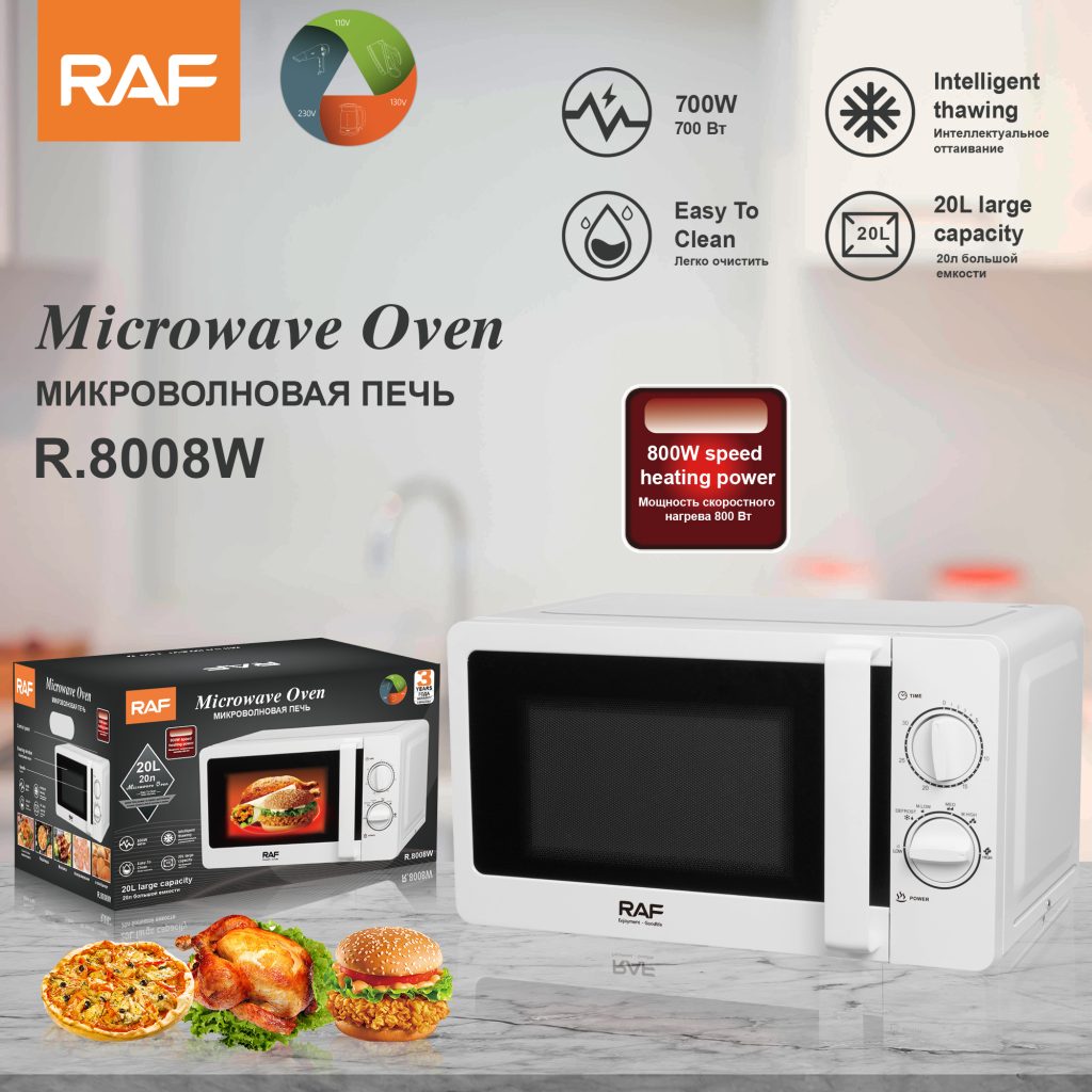 RAF 20L Small Countertop Microwave Oven with Glass Turntable – Model R.8008