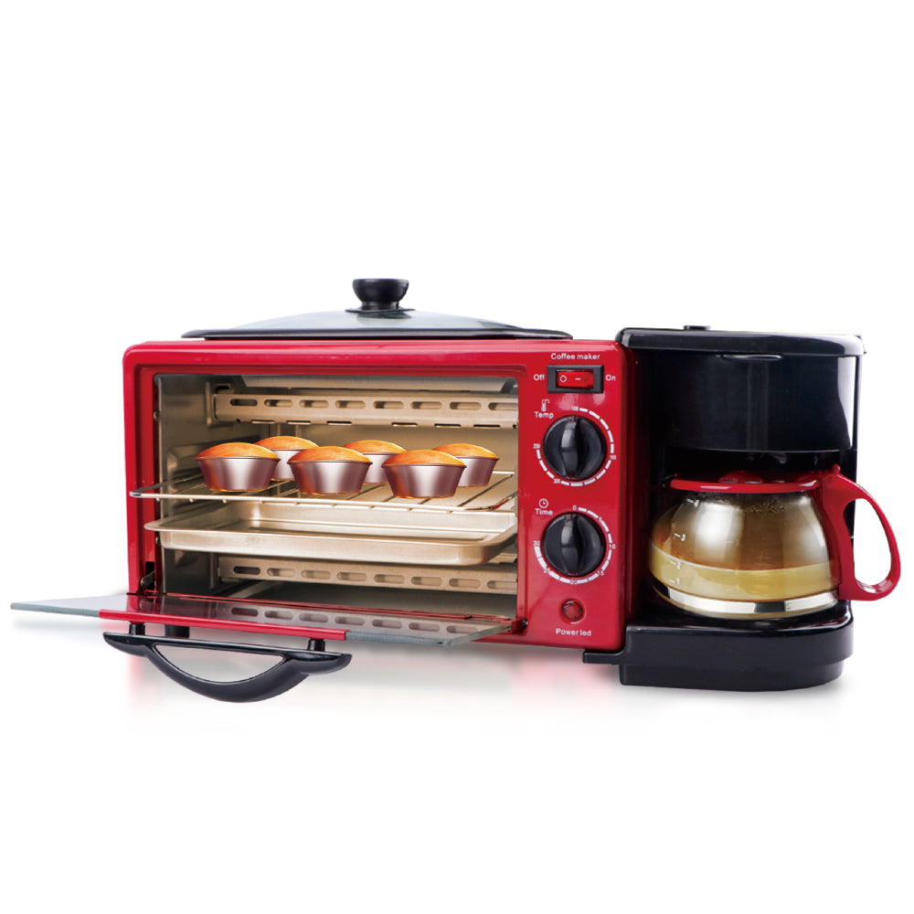 RAF 3-in-1 Multifunctional Breakfast Station (R.5308) – 1050W Coffee Maker, Mini Oven & Non-Stick Frying Pan