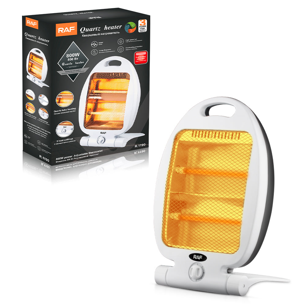 RAF 800W Portable Quartz Room Heater (R.1190) – Dual Heat Settings with Overheat & Tip-Over Protection