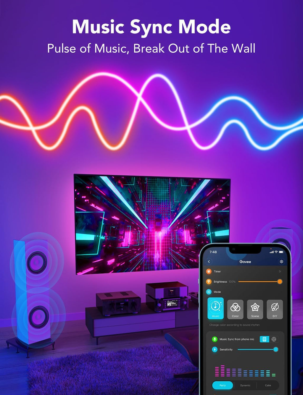 RGBIC LED Neon Rope Light – IP68 Waterproof Flexible Strip (5M/10M) | Smart Wi-Fi & Bluetooth App Control | 12V/24V Professional Grade Neon Sign Tube