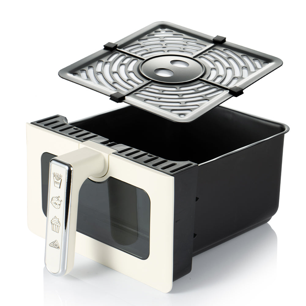 RAF 5.0L Designer White & Stainless Steel Air Fryer (R.5390) – 1500W Multi-Functional Household Cooker