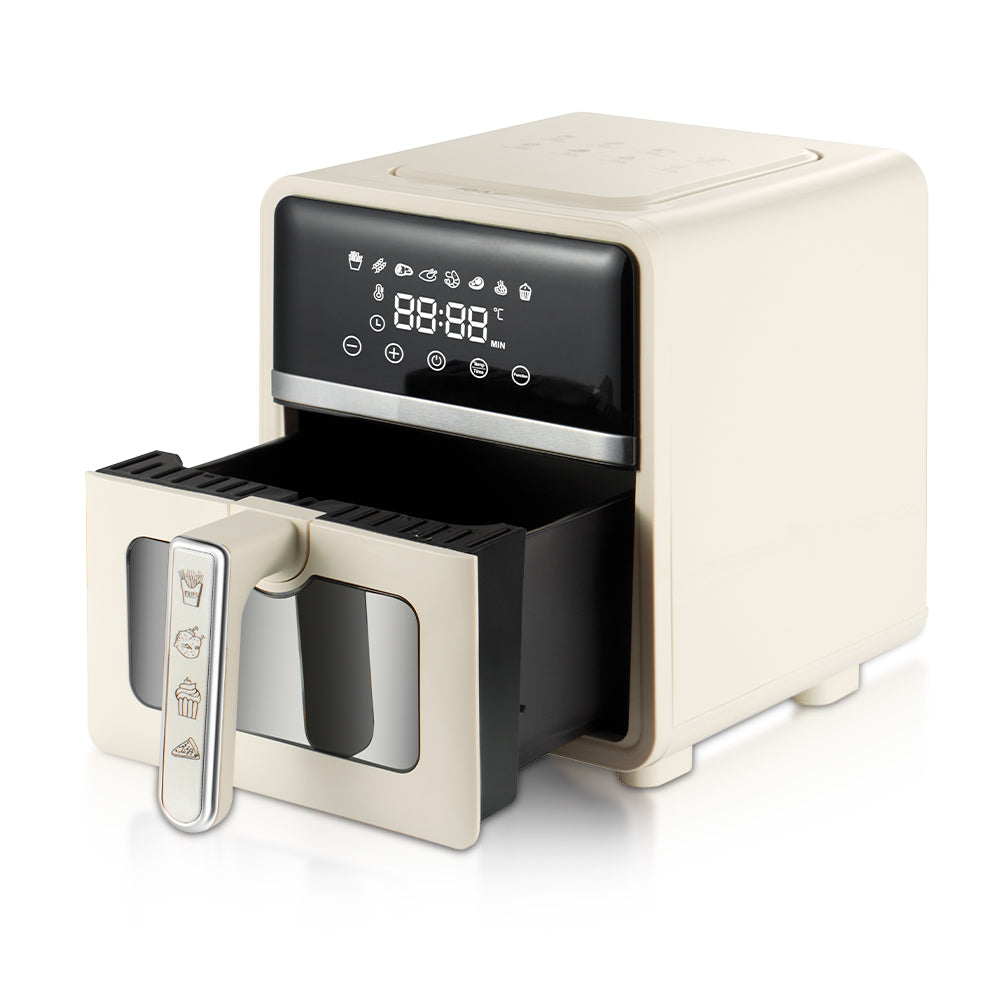 RAF 5.0L Designer White & Stainless Steel Air Fryer (R.5390) – 1500W Multi-Functional Household Cooker
