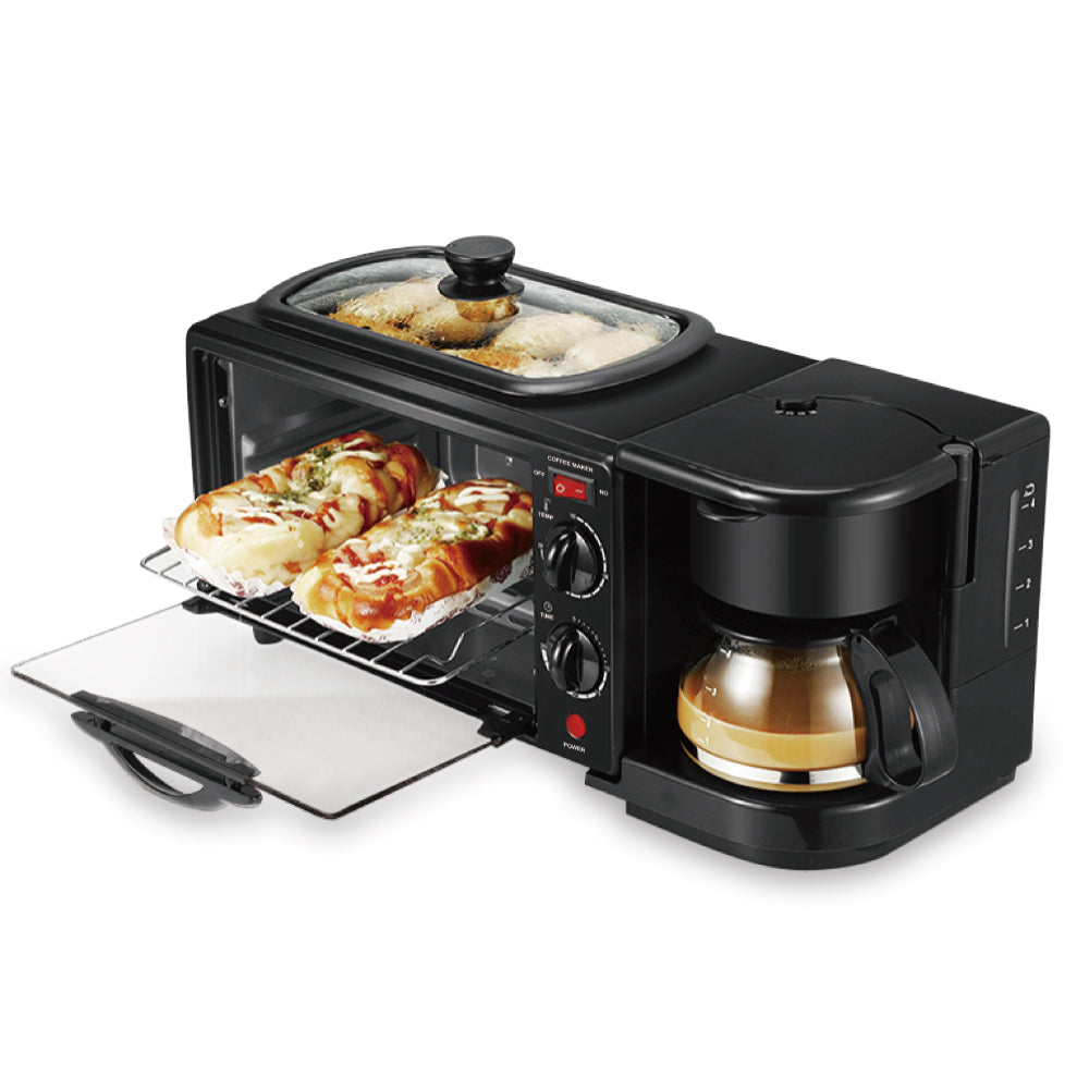 RAF 3-in-1 Multifunctional Breakfast Station (R.5308) – 1050W Coffee Maker, Mini Oven & Non-Stick Frying Pan