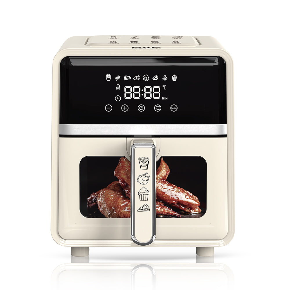 RAF 5.0L Designer White & Stainless Steel Air Fryer (R.5390) – 1500W Multi-Functional Household Cooker