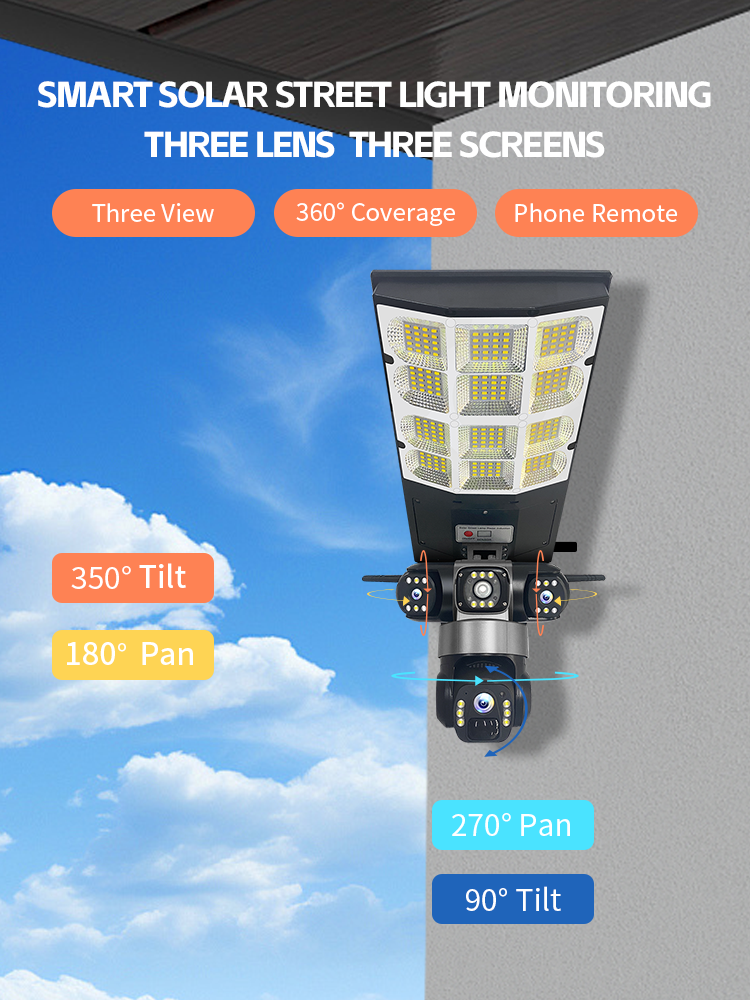 V380 4G Solar Powered Street Light with 360° CCTV Camera – Wireless Outdoor Security Floodlight (Dual Lens, Night Vision, No Wi-Fi Needed)