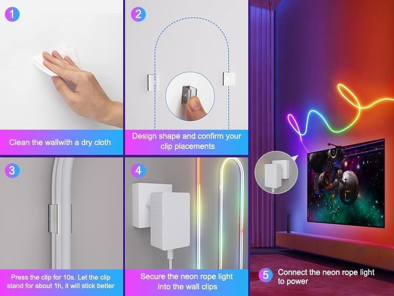 RGBIC LED Neon Rope Light – IP68 Waterproof Flexible Strip (5M/10M) | Smart Wi-Fi & Bluetooth App Control | 12V/24V Professional Grade Neon Sign Tube
