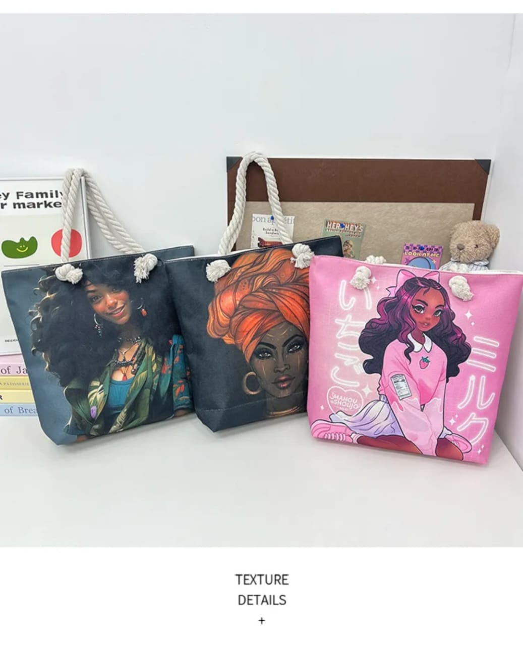 African Print Tote Bag ATB.019 – Large Capacity Ankara Shopping Bag with Zip Closure and Rope Handles