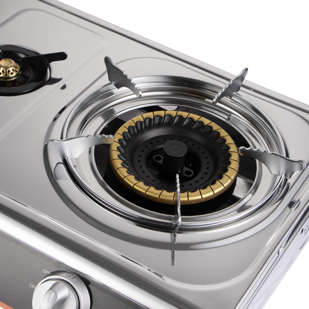 R.8515 Gas Cooktop Iron Built-In Glass Panel 3 In 1 Gas Stove Burner– Dual Burner Power & Safety