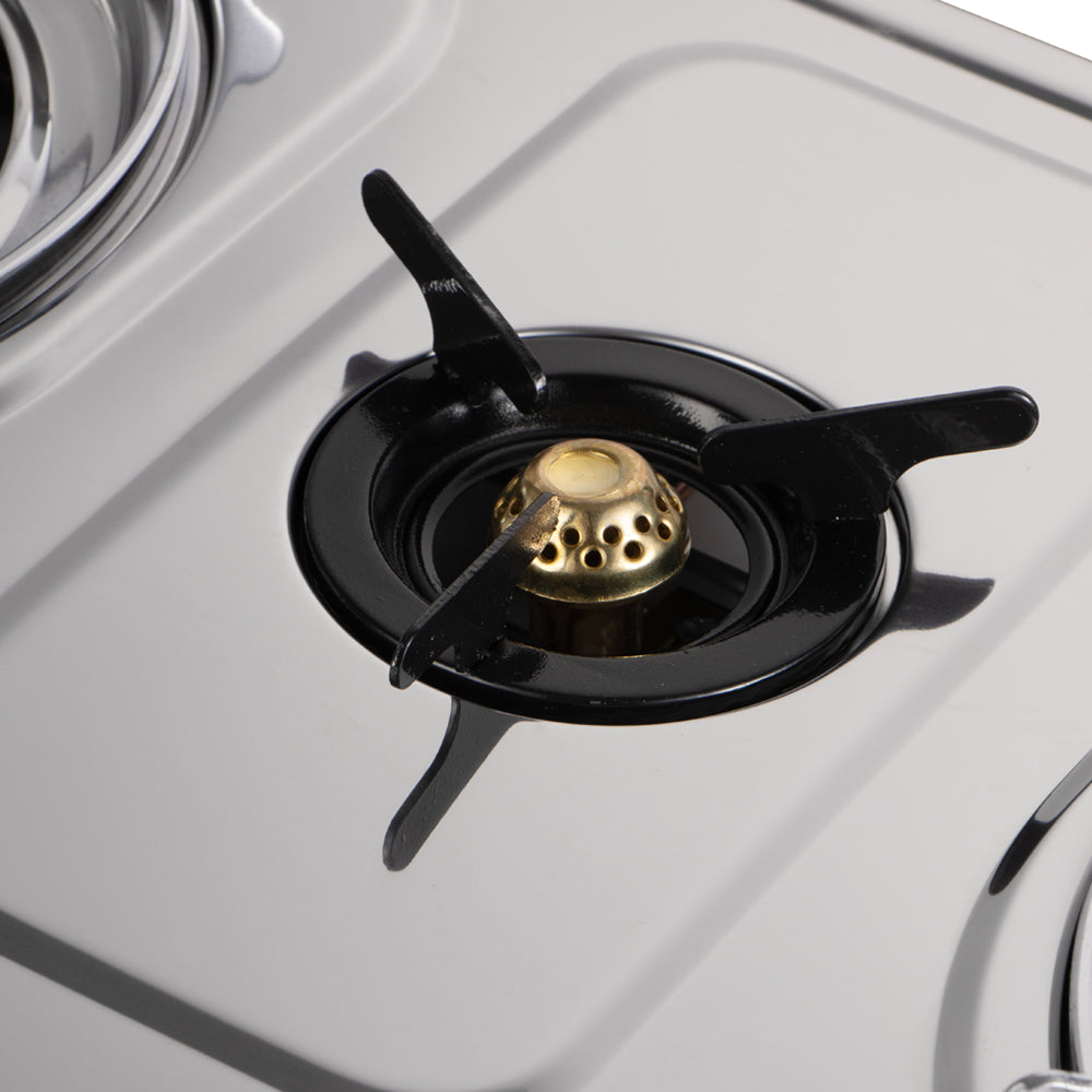 R.8515 Gas Cooktop Iron Built-In Glass Panel 3 In 1 Gas Stove Burner– Dual Burner Power & Safety