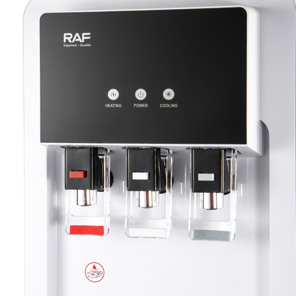 RAF R.11018 Double Faucet Standing Water Dispenser – 645W Energy-Saving Hot & Cold Water Cooler (Freestanding, Slim Design)