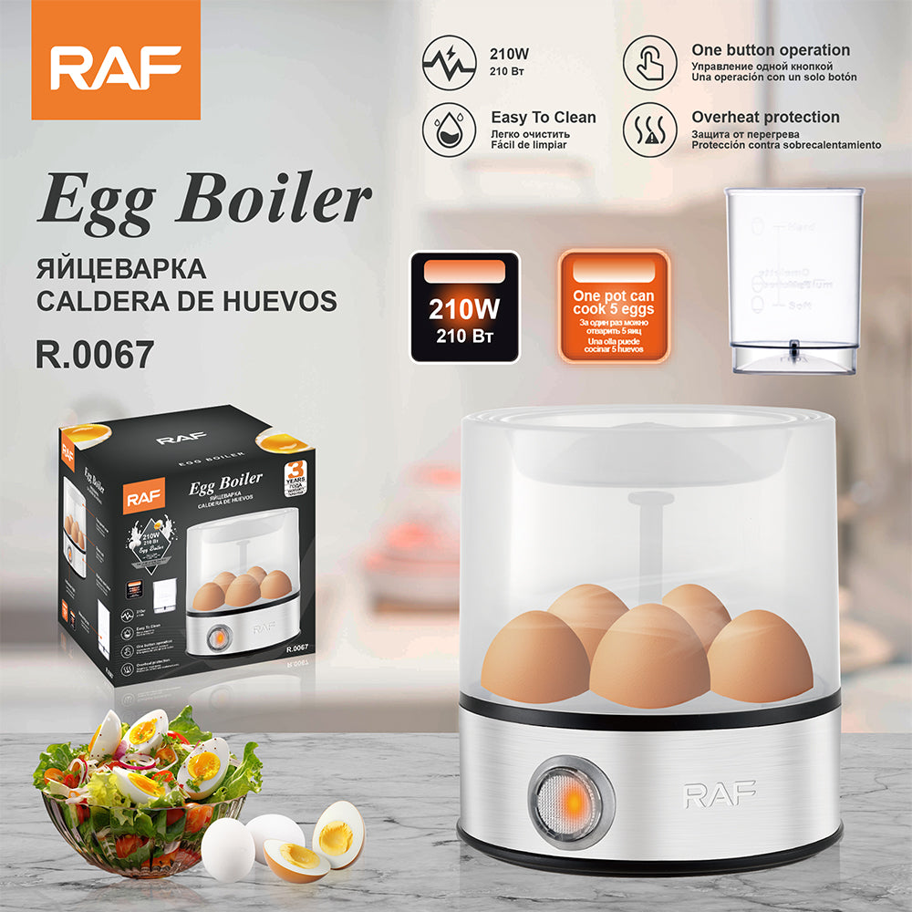 Single Layer Egg Boiler RAF R.0067  – Large Capacity Electric Egg Cooker with Auto Shut-Off & Energy Efficient 210W Heating