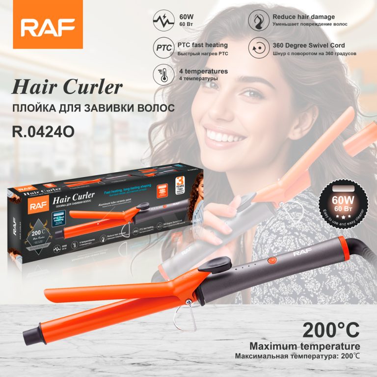 Professional Hair Straightener RAF R.0424 – Ceramic Tourmaline Flat Iron with Adjustable Temperature and Fast Heating for Salon & Home Use