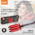 3 Barrel Hair Waver with LCD Temperature Display RAF R.0425 – Professional Ceramic Deep Wave Hair Curler for Beach Waves & Volume Styling