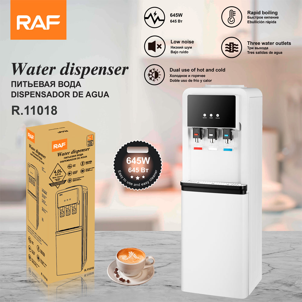 RAF R.11018 Double Faucet Standing Water Dispenser – 645W Energy-Saving Hot & Cold Water Cooler (Freestanding, Slim Design)