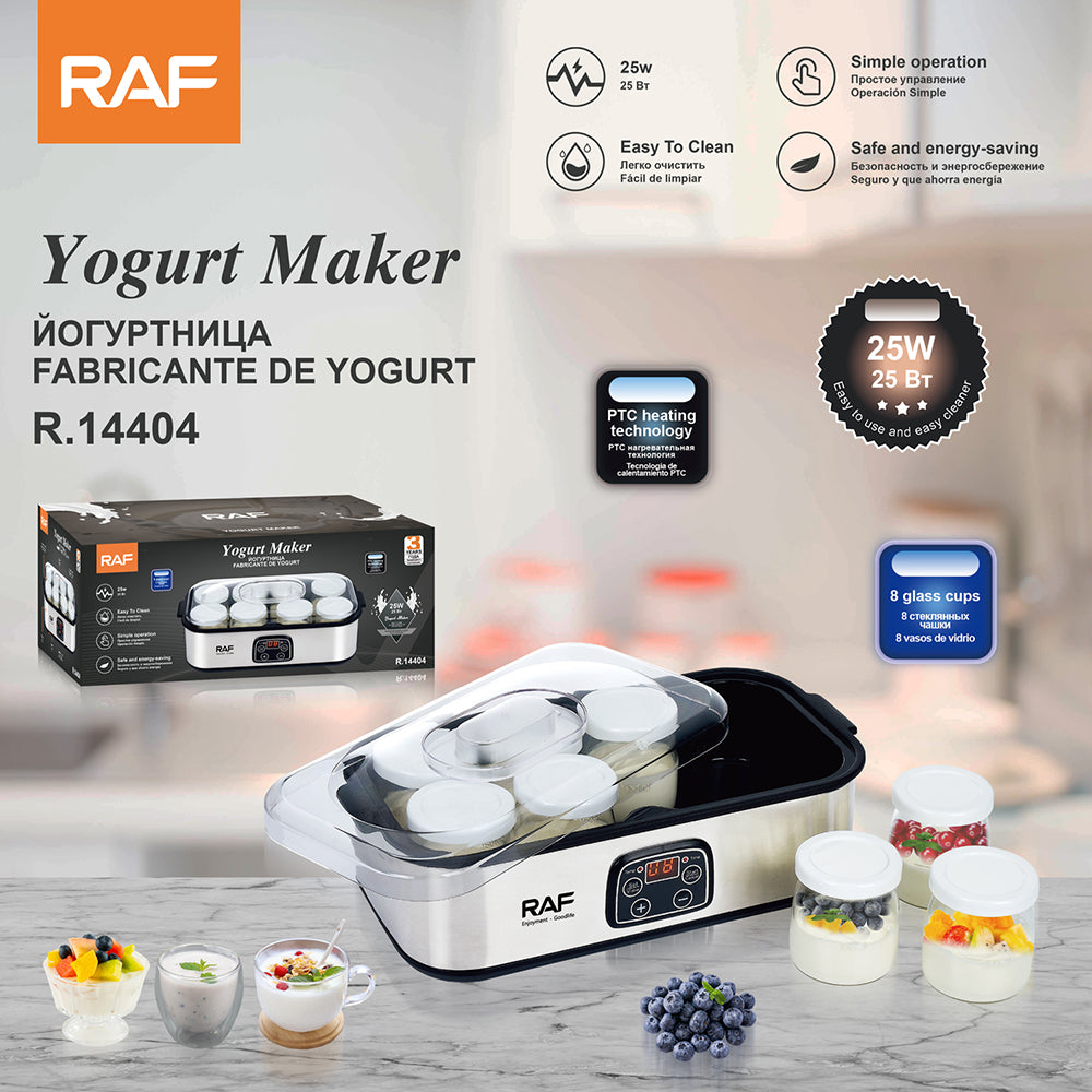 Automatic Yogurt Maker RAF R.14404  – Multi-Cup Yogurt Machine with 8 Separate Containers