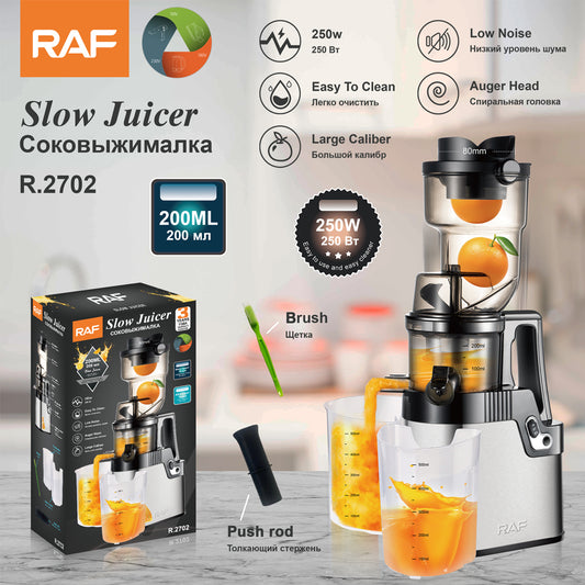 RAF R.2702 Wide Chute Cold Press Slow Juicer – Stainless Steel Masticating Juice Extractor