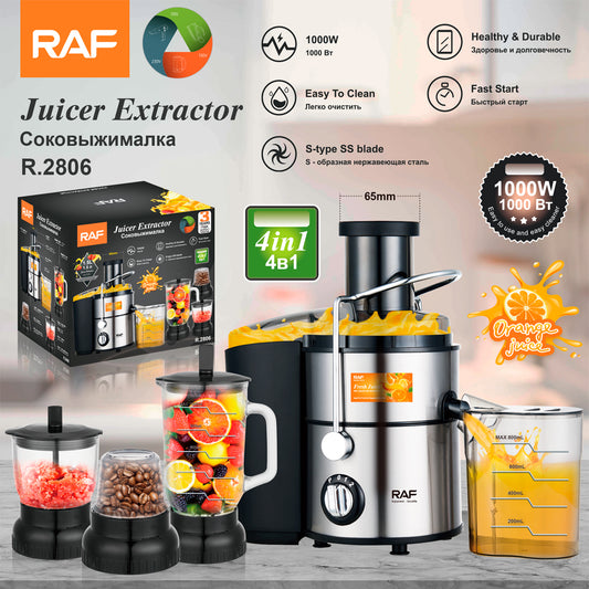 RAF R.2806 4-in-1 Big Mouth Vegetable Slow Juicer & Blender – 500W Slow Fresh Juice Extractor