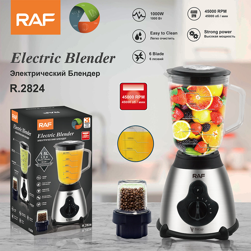 RAF R.2824 Efficient Electric Blender – 200W Power, 1.5L Measuring Jug, 4 Speed Settings with Pulse Function