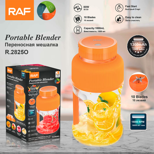 RAF R.2825 Portable 2-in-1 Blender & Fruit Citrus Juicer – 80W High-Yield Juicing