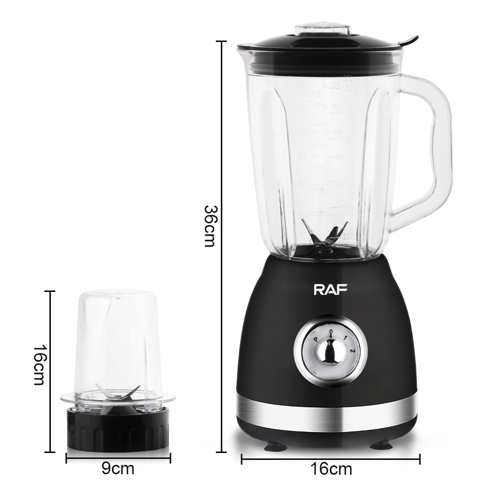 RAF R.2826 2-in-1 Double Cup Smoothie Blender with Grinder – 1000W Power, Ice Crushing & Pulse Function
