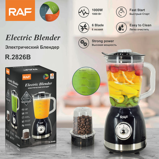 RAF R.2826 2-in-1 Double Cup Smoothie Blender with Grinder – 1000W Power, Ice Crushing & Pulse Function